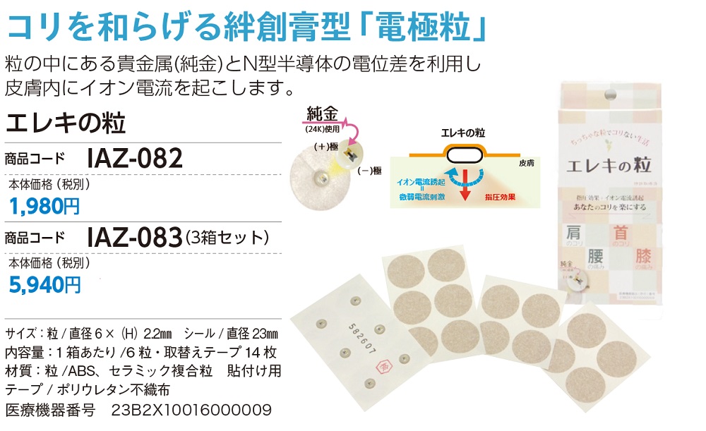 最大89％オフ！ 6粒 エレキの粒 取替シール14枚 肩こり、腰痛、